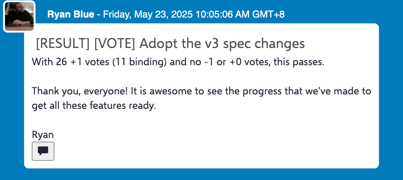 2025 年 5 月 23 日社区投票通过 Iceberg V3 标准